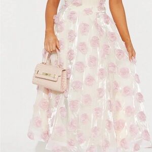 Fashion Nova Pink Floral Midi Dress